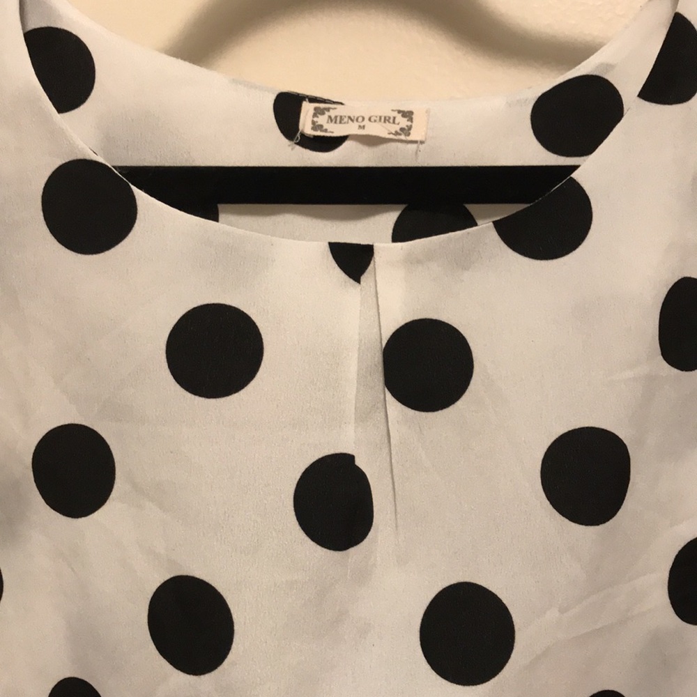B & W Polka Dot Ruffle Top - Picture 4 of 5